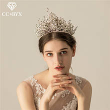 CC Crown Tiara 100% Handmade Hairband Luxury Wedding Hair Accessories For Bridal Women Crystal Beads Crowns High Quality O571 2024 - buy cheap