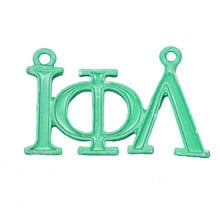 Metal New Design Greek Letters Green Painted Iota Phi Lambda Charm Sorority Jewelry For Necklace Bracelet Making 2024 - buy cheap