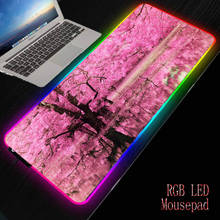 Mairuige-alfombrilla de ratón con luz Led para ordenador, alfombrilla de ratón grande con retroiluminación para teclado y escritorio, color rosa, con árbol de flores RGB, para Gaming 2024 - compra barato