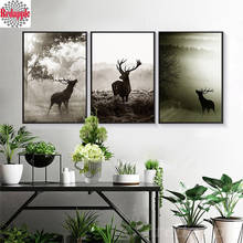 Full Diamond Painting Home Decoration Black Gray Forest Deer Diamond Mosaic Picture Of Rhinestone DIY Diamond Embroidery 3 pcs 2024 - buy cheap