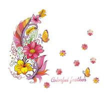 Красочные 3d цветок перо бабочка наклейки на стену украшение дома гостиная ПВХ настенные наклейки «сделай сам» роспись художественный плакат 2024 - купить недорого