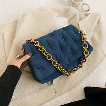 Fashion Designer Bags Luxury Thick Chains Women Shoulder Bags Retro Blue Denim Messenger Bag Female Handbags Large Capacity Tote 2024 - buy cheap