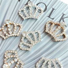 10 PCS 33*22mm Metal Alloy Crystal Rhinestone Gold/Silver Plated Crown Alloy Accessories For Headwear Jewelry Making 2024 - buy cheap