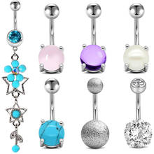 14g Belly Button Rings Surgical Steel Dangle CZ Navel Ring Barbell for Women Girls Body Piercing Jewelry Rose Gold 2024 - buy cheap