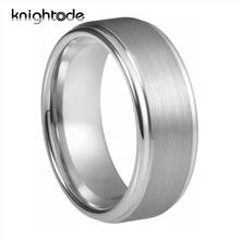 8mm Mens Silvery Tungsten Carbide Rings Wedding Band For Modern Fashion Jewelry Gift Stepped Edges Surface Brushed Comfort Fit 2024 - buy cheap