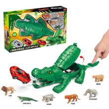 Veículo de brinquedo mecânico de crocodilo, montado, modelo de dinossauro, conjunto de brinquedo de ejeção de crocodilo para crianças, presente de ano novo 2024 - compre barato