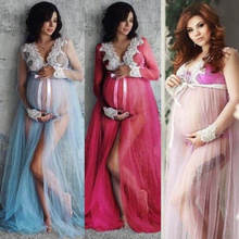 Платье для беременных женщин Фотосъемка с длинным рукавом Кружевное платье макси для беременных Платья Одежда 2024 - купить недорого
