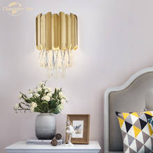 Lámpara de pared LED de cristal nórdico postmoderno para baño, dormitorio, sala de estar, pasillo, escalera, Lustre dorado de lujo para interior 2024 - compra barato