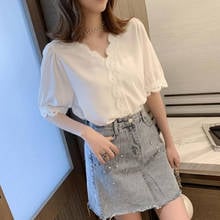 Women's Summer Plus Size Short Sleeve Tees Chiffon Sweet Style Plus Size V-Neck Tops Female Sweet Basic Tee Shirt 2024 - buy cheap