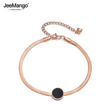 JeeMango Classic Round Cake Black Shell Chain & Link Bracelets Bangles Jewelry Titanium Steel Charm Bracelet For Women JB18003 2024 - buy cheap