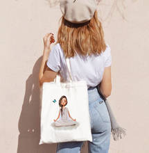 Женские холщовые сумки для покупок с мультяшным принтом для девушек, женские холщовые сумки на плечо, эко-сумка, многоразовая Женская модная сумка для покупок 2024 - купить недорого