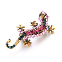 Многоцветные стразы броши в виде ящериц для женщин Винтажная золотая металлическая брошь Geckos булавки бижутерия рождественские подарки 2024 - купить недорого