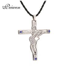 Blue Stone Guitar Cross Pendant Necklaces Black Leather Chain Necklace Stainless Steel Jewelry Johnny Hallyday Anniversary Gifts 2024 - buy cheap