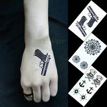 Tatuagem adesiva temporária, pistola de tatuagem falsa à prova d'água, símbolo do pirata de flor do sol, tatuagem pequena para meninas e homens 2024 - compre barato