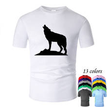 Camiseta de algodón con cuello redondo para hombre y mujer, camisa de manga corta con diseño de lobo llorón, informal, de verano, m01049 2024 - compra barato