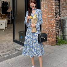 2021 New Autumn Female Chiffon Long Dress Women Holiday Boho Beach Dress Vintage Floral Print Party Vestidos Robe HB639 2024 - buy cheap