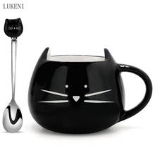 Ceramic Cute Cartoons Cat Mugs 420ml coffee cup Tea Milk Mug  black White With spoon Gift 2024 - buy cheap