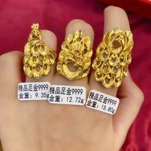 HX 24K Pure Gold Ring Real AU 999 Solid Gold Rings Elegant Shiny Heart Beautiful Upscale Trendy Jewelry Hot Sell New 2020 2024 - buy cheap