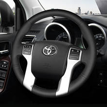 DIY Black Leather Steering Wheel Cover Custom Fit For Toyota Prado Land Cruiser Alphard Interior Accessories 2024 - buy cheap