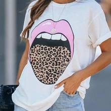 Women Letter Leopard Print T-Shirts Summer Casual Short Sleeve Tops Tee O Neck Casual Loose T Shirt Womens Black White tshirt 2024 - buy cheap