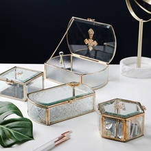 Joias de vidro de luxo estilo europeu, caixa de armazenamento de pequeno objeto, minimalista, para casa, quarto, casamento, suporte de exposição de joias 2024 - compre barato
