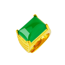 Wedding 24K Gold Rings for Men Width Signet Square Green Rhinestone Finger Fashion Rich Man Engagement Party Jewelry Accessories 2024 - buy cheap