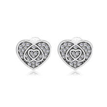 Ckk authentic 925 prata esterlina coração cintilante brincos para as mulheres claro cz anel de orelha jóias finas bijoux femme 2024 - compre barato