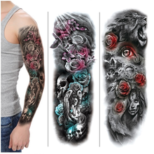 Татуировка на руку, рукав, Череп, Лев, цветы, Орел, водостойкая временная татуировка, наклейка, боди-арт, полностью искусственная татуировка для женщин и мужчин, искусственная татуировка 2024 - купить недорого