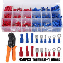 450pcs Cable Lugs Flat Plug Insulated Electric Wire Crimp Spade Ring Terminal Connectors + Crimping Tool Mixed Assortment Kit 2024 - buy cheap