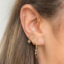 Funmode Trendy Design Lucky Star Moon Shape Cubic Zircon Stud Earrings For Women Party Jewelry boucle oreille femme FE203 2024 - buy cheap