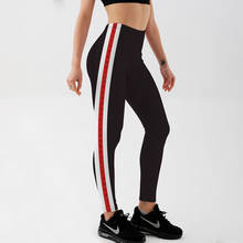Qickitout novo estilo de verão magro mulheres leggings listras & letras impresso leggings treino de fitness activewears calças de design simples 2024 - compre barato
