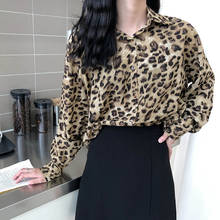 Spring Fashion Turn-Down Collar Leopard Print Blouse Women Vintage Long Sleeve Elegant Female Shirts Womens Blouse And Tops 2020 2024 - buy cheap