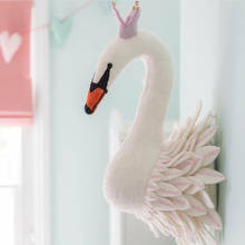 High Quality Plush Toys Animals Head Swan Wall Decor Nursery Baby Room Wall Hanging Artwork Handmade Swan Birthday Wedding Decor 2024 - buy cheap