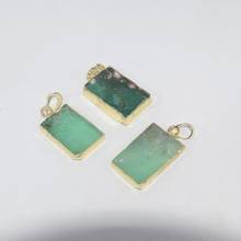Pingente pedra reforçada dourada verde, amuleto semi-precioso geométrico original pendula 2024 - compre barato