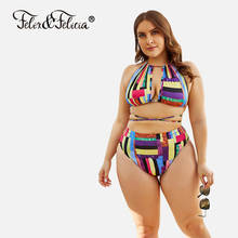 Boho & FELICIA-bañador de talla grande para mujer, conjunto de Bikini Sexy con tirantes, traje de baño de dos piezas de talla grande, Bikinis de cintura alta para verano 2024 - compra barato