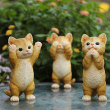 Outdoor garden furnishings garden decoration small objects gardening desktop cute animals cats resin ornaments ornaments 2024 - buy cheap