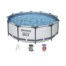 Bestway-Piscina de acero Pro Max, 56418 m(12 pies), marco redondo, tanque de agua de fácil configuración con bomba de filtro, capacidad de 9150L para adultos y familia 2024 - compra barato
