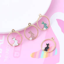 10pcs Kawaii wreath pearl Bunny enamel Charms For earring drop oil drop animal rabbit tag for Jewelry DIY Accessories Pendant 2024 - buy cheap