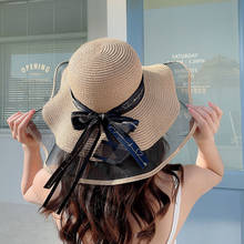 Simple Wide Brim Straw Hat Lace Beach Hats Women Fashion Ladies Summer UV Protection Foldable Sun Shade Cap Sun hat 2024 - buy cheap