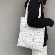 Bolsa de ombro feminina de lona, bolsa estilo harajuku coreana, de algodão, com desenho japonês, bolsa para compras 2024 - compre barato