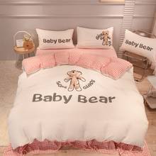 Super Cute Little Bear 8 Colors Winter Velvet Flannel Fleece Bedding set Duvet Cover Bed Linen Fitted Sheet Pillowcases 2024 - buy cheap