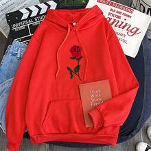 2021 Oversize New Red Rose Print Sweatshirt Kawaii Grace Hoodies Green top clothes Hoody Winter Man Women's Hoodies Full Sleeve 2024 - buy cheap