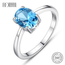 DOTEFFIL-Anillo de plata de ley con piedra Ovalada para mujer, sortija, plata esterlina 925, Topacio ovalado, color azul cielo, solitario, joya fina 2024 - compra barato