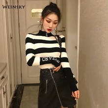 Women Striped Knitted Sweater And Pullovers Korean Fashion Style Turtleneck Jumper Sweaters 2019 Autumn And Winter New Tops 2024 - buy cheap