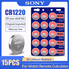 Литиевая батарея для часов 15 шт./лот Sony CR1220 CR 1220 ECR1220 GPCR1220 BR1220 LM1220 DL1220 3V 2024 - купить недорого