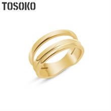 TOSOKO Stainless Steel Jewelry Multi Layered Wrapped Spiral Geometric Rings for Women Circle Polished Statement Rings BSA138 2024 - buy cheap