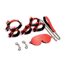 Luxury Leather Bdsm Sex Toys Kits Slave Bondage Set Real Skin Handcuffs Ankle Cuff Collar Adult Products for Couples Women Gay 2024 - buy cheap