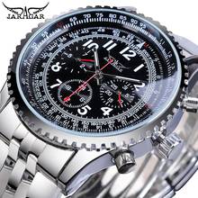 Jaragar Pilot Men Automatic Watch Black 3 Dial Multifunction Date Mechanical Steel Sport Watch Top Brand Luxury Male Wrist Watch 2024 - buy cheap