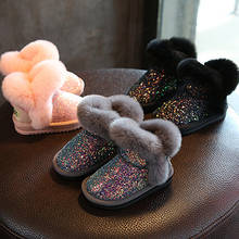 Botas de nieve para niños y niñas, zapatos con lentejuelas, cálidos 2024 - compra barato