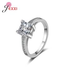De moda 100% de Plata de Ley 925 espumoso Zircon anillo de dedo cuatro garras de plata de la joyería para las mujeres boda regalo de cumpleaños 2024 - compra barato